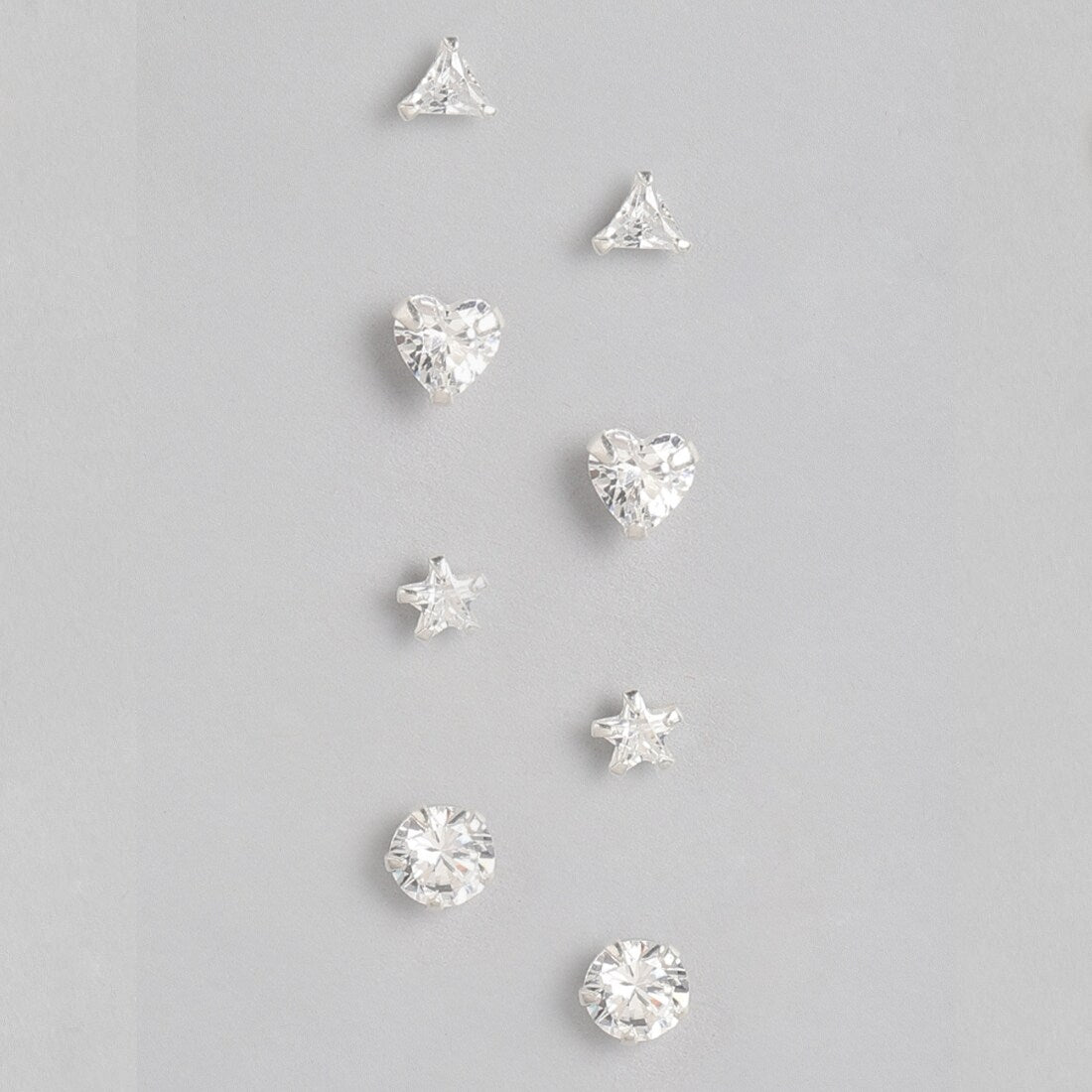 Minimal 925 Silver Earrings, Set of 4