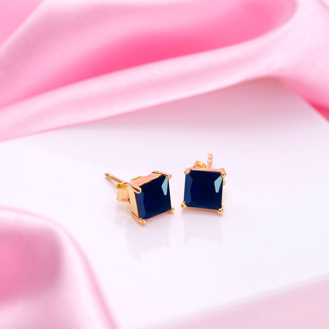 Mystic Nightfall Gold-Plated 925 Sterling Silver Stud Earrings