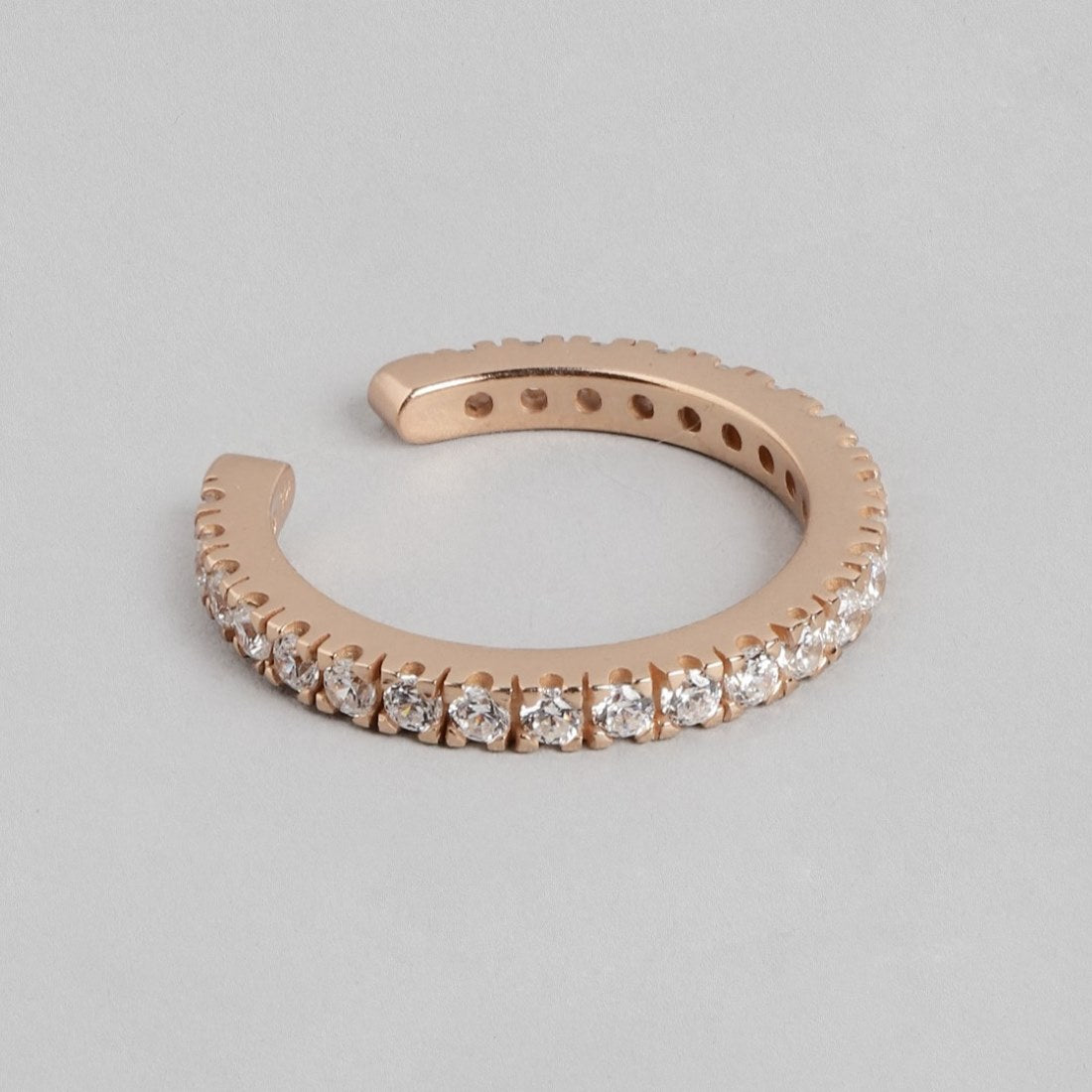 Divine Blossom CZ Rose Gold-Plated 925 Sterling Silver Women's Ring (Adjustable)