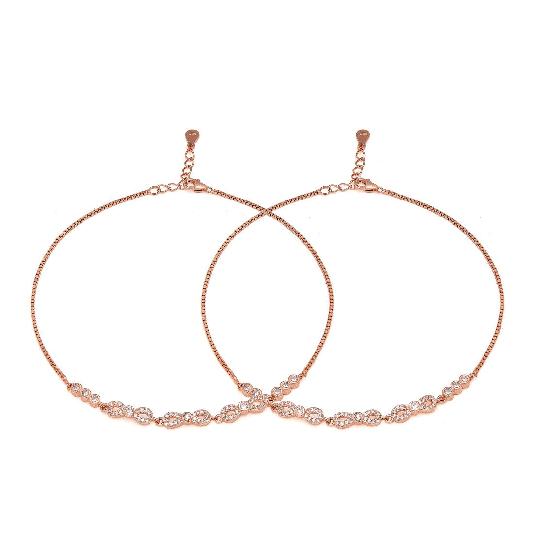 Timeless Infinity Rose Gold-Plated 925 Sterling Silver Anklet
