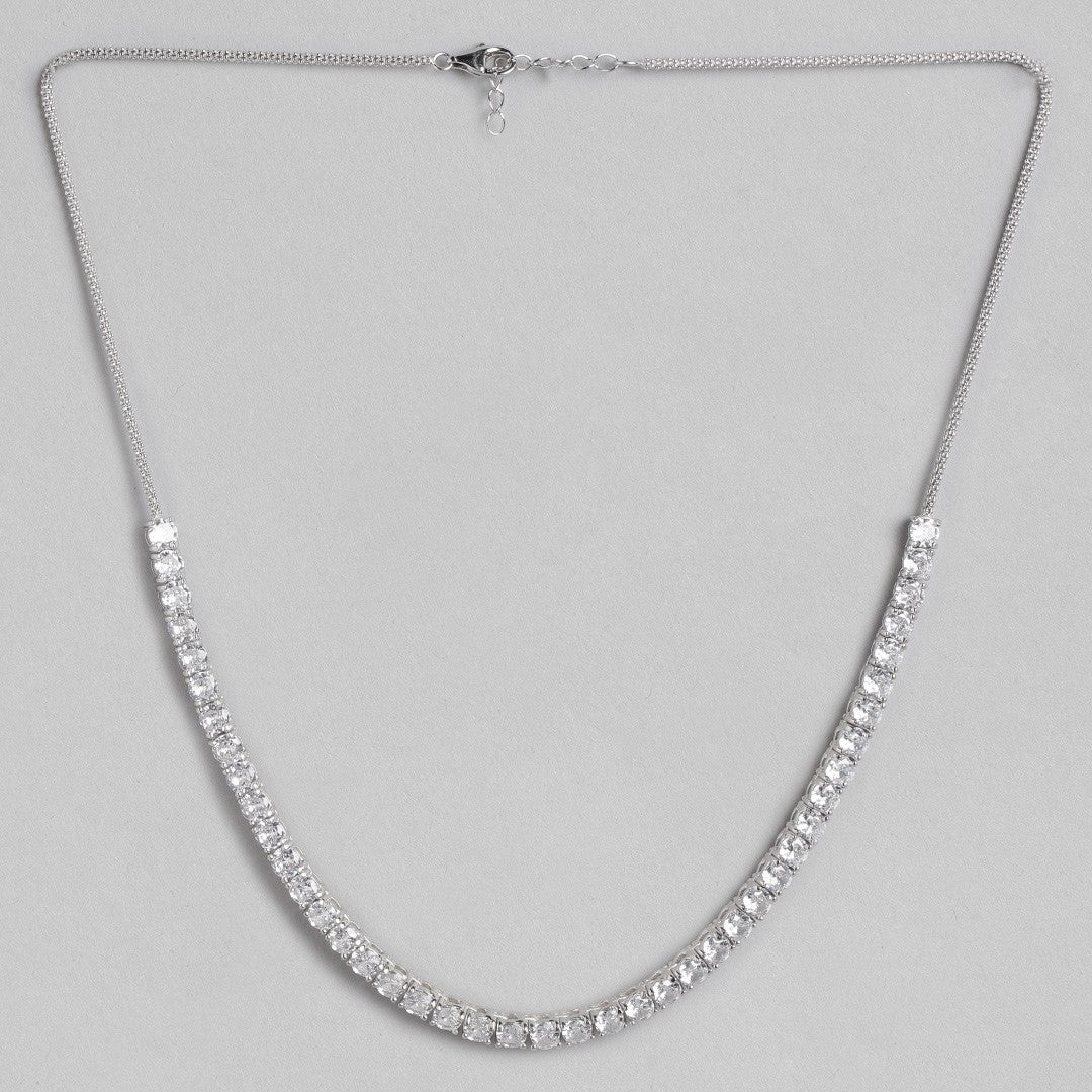 Eternal Sparkle Rhodium-Plated Cubic Zirconia 925 Sterling Silver Necklace