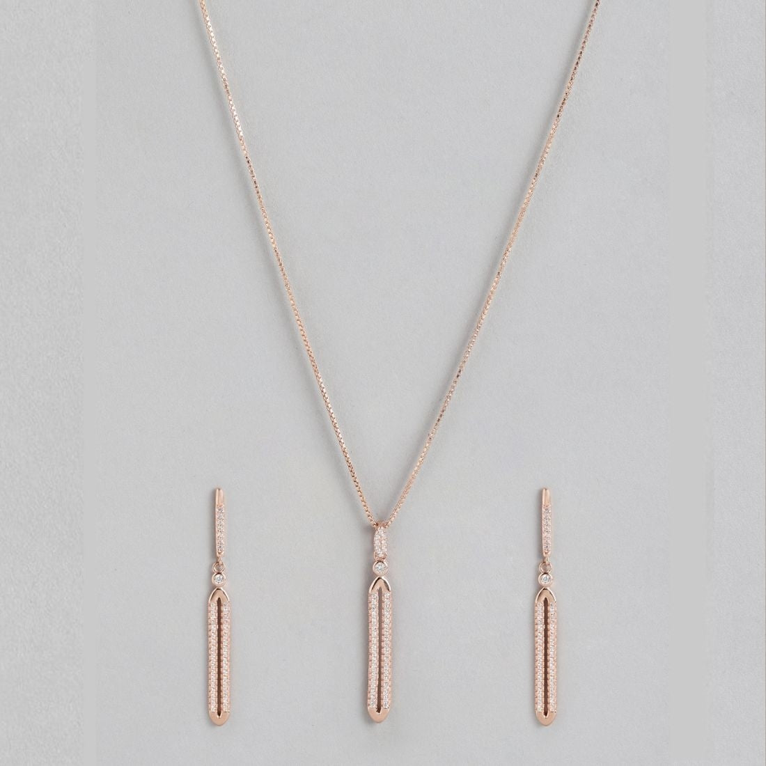 Abstract Radiance Drops Rose Gold-Plated CZ 925 Sterling Silver Jewelry Set