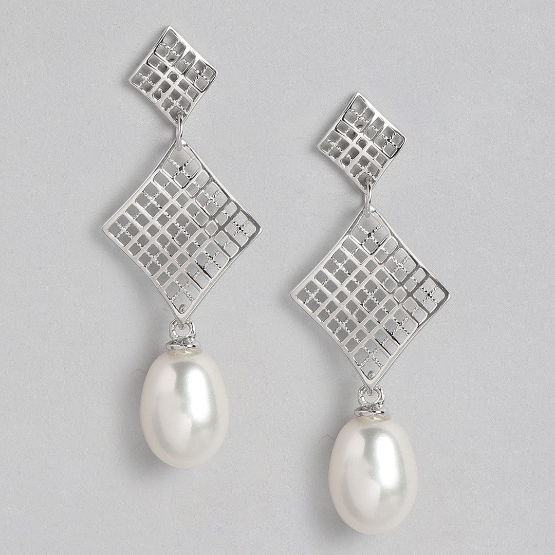 Pearl Drop Earrings 925 Silver Studs
