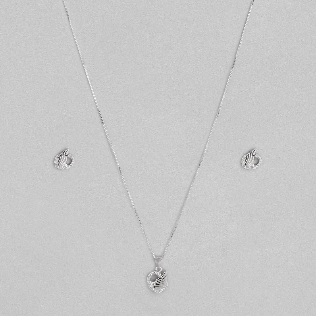 Twirling Peacock 925 Silver Jewellery Set