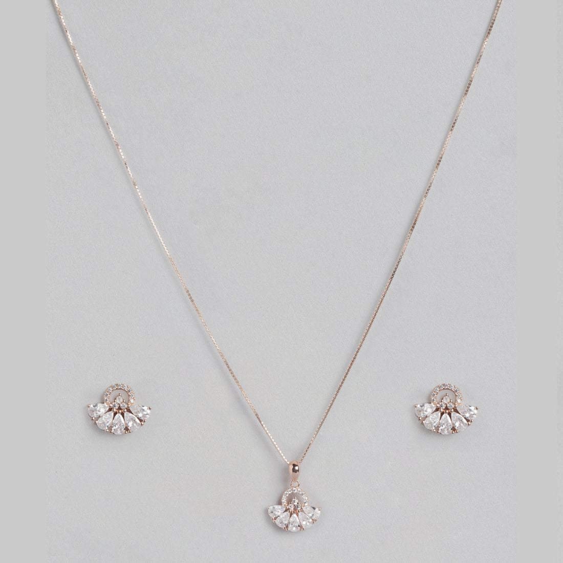 Radiance CZ Rose Gold-Plated 925 Sterling Silver Jewelry Set