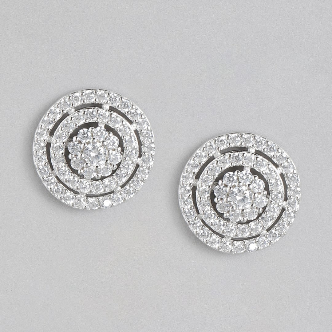 Eternal Rings Cubic Zirconia Circle 925 Sterling Silver Earrings