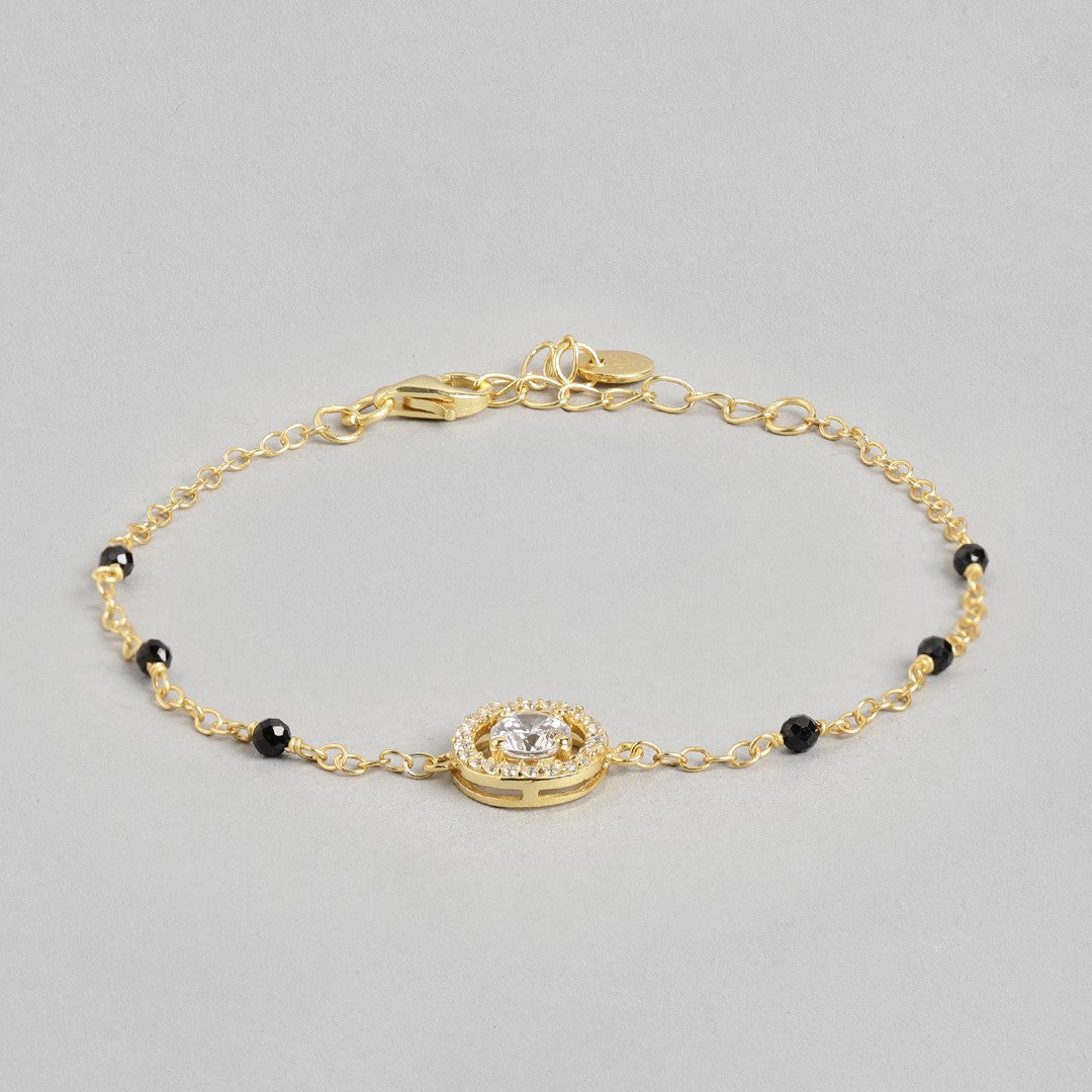 Golden Serenity 925 Sterling Silver Gold-Plated Bracelet with CZ