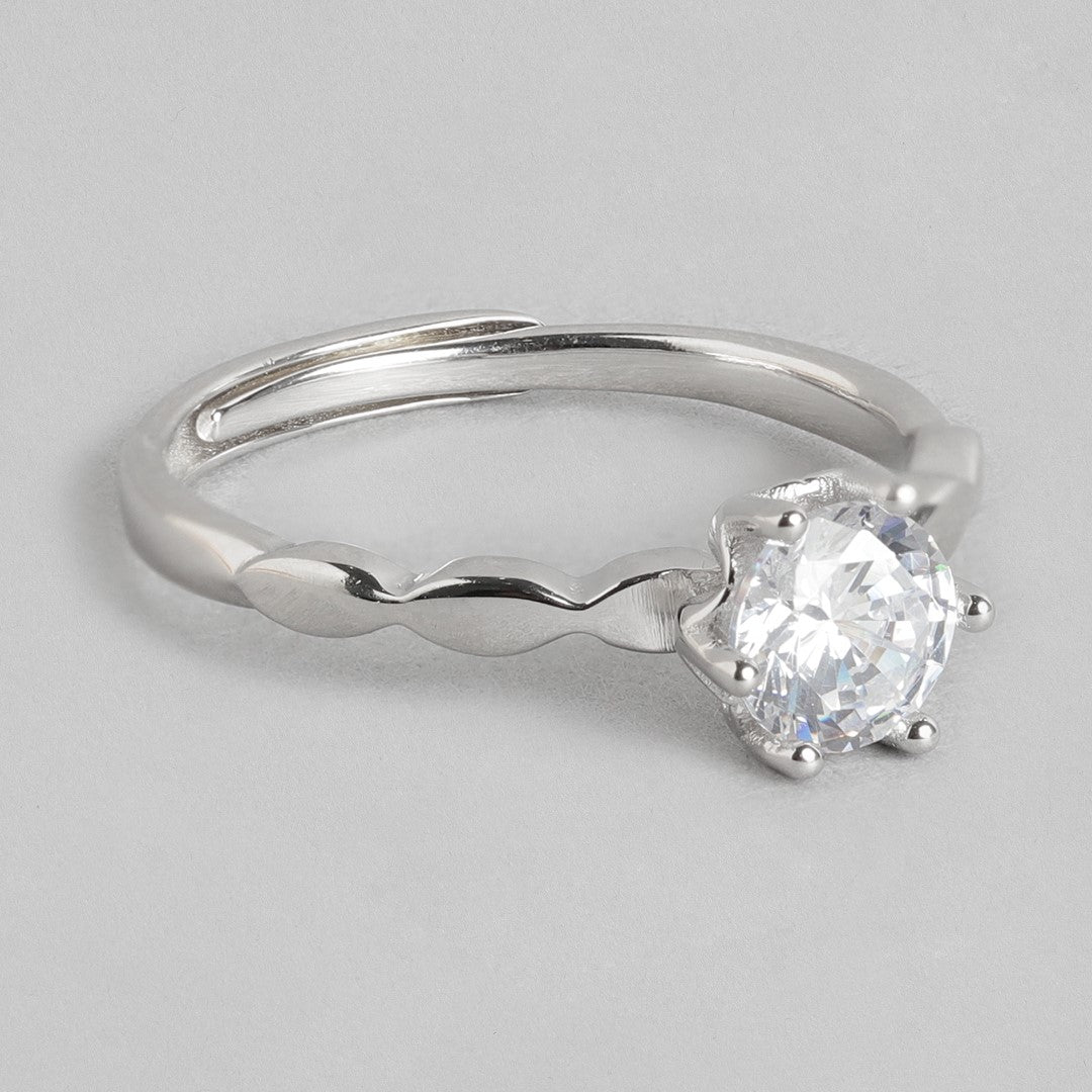 Eternal Radiance Rhodium-Plated 925 Sterling Silver Couple Ring