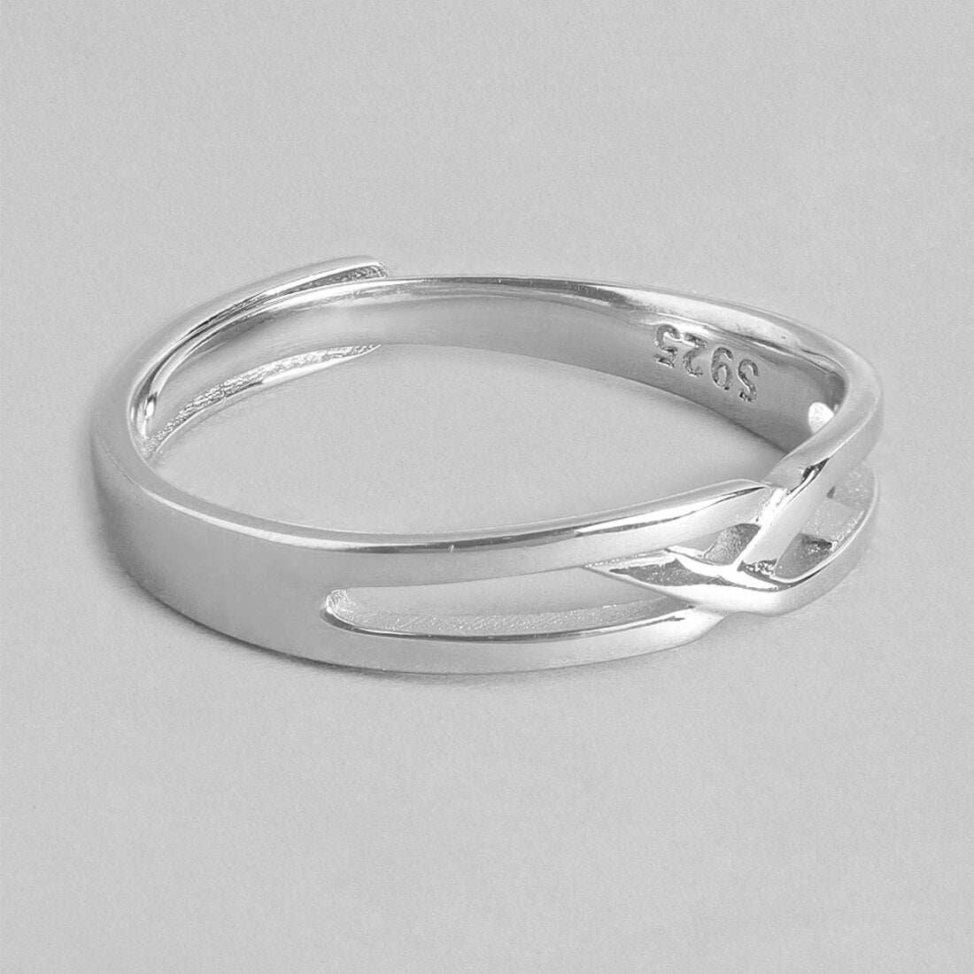 Eternal Strength Rhodium-Plated 925 Sterling Silver Weave Ring for Him