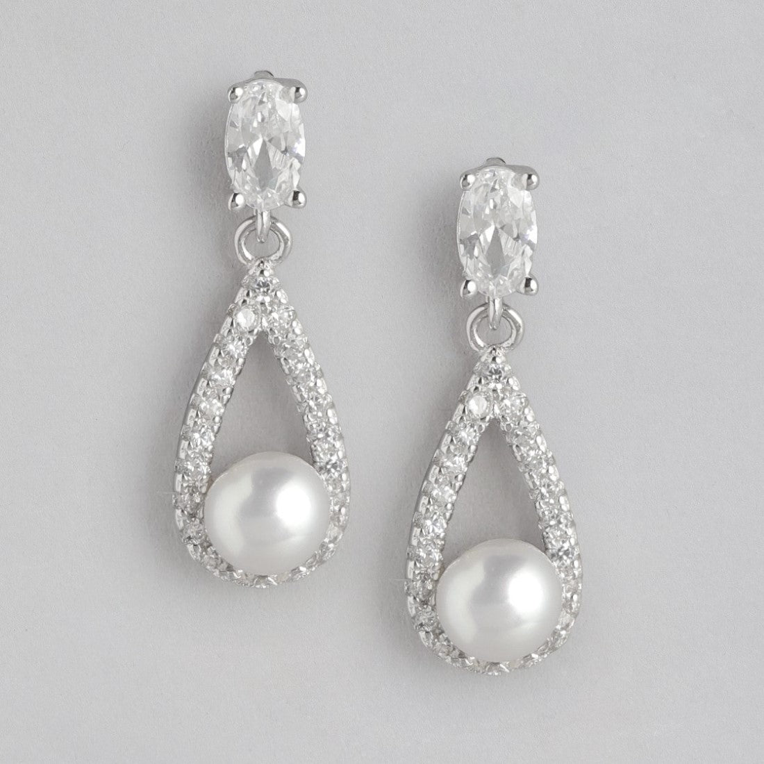 Pearl Radiance Drops Rhodium-Plated 925 Sterling Silver Earrings