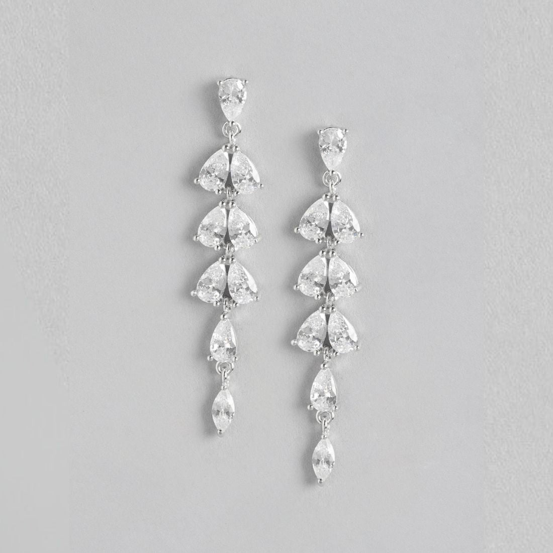Dazzling Droplets Rhodium-Plated 925 Sterling Silver Drop Earrings