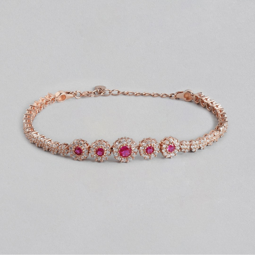 Floral Sparkle Rose Gold-Plated  925 Sterling Silver Jewellery Set