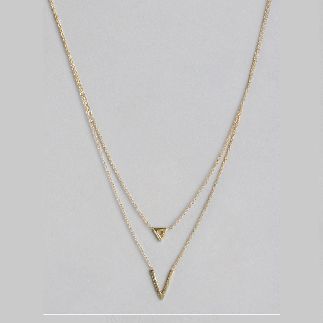 Triangular Gleam 925 Sterling Silver Gold-Plated Link Chain Necklace