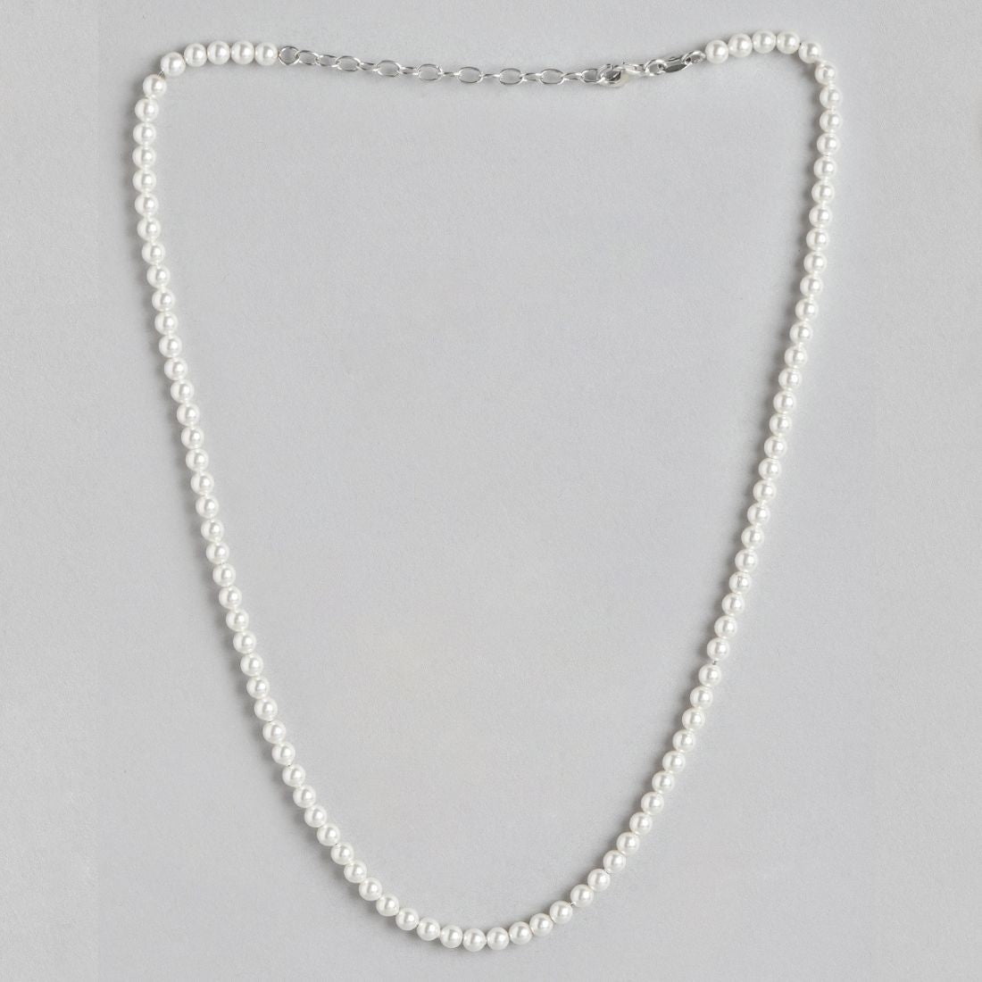 Freshwater Pearl Rhodium Plated 925 Sterling Silver Necklace