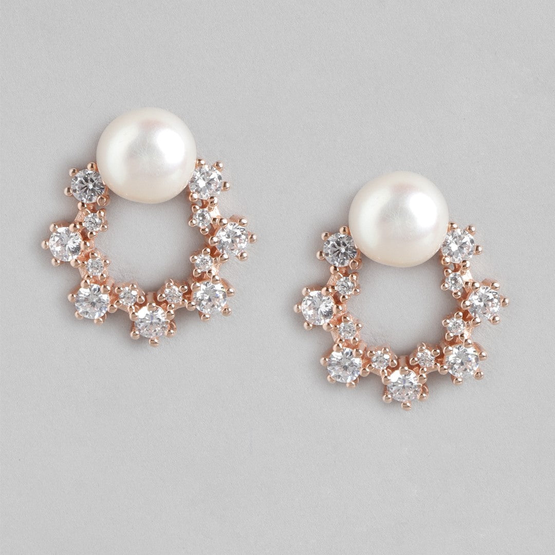 Pearl Enchantment Rose gold-Plated 925 Sterling Silver Earrings