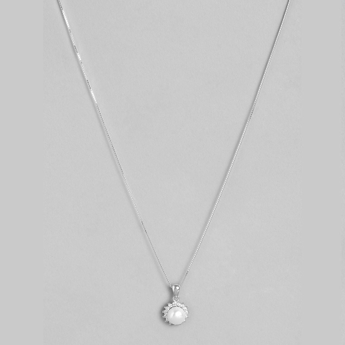 Twinkling Grace: Cubic Zirconia Rhodium Plated 925 Sterling Silver Pendent