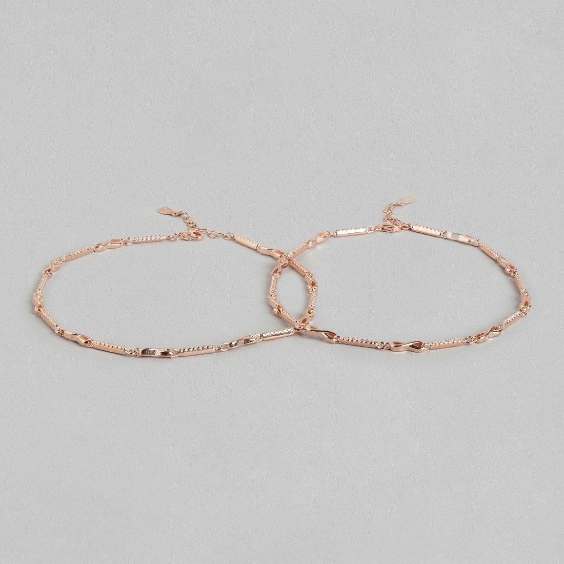 Infinity Cubic Zirconia Rose Gold Plated 925 Sterling Silver Anklet