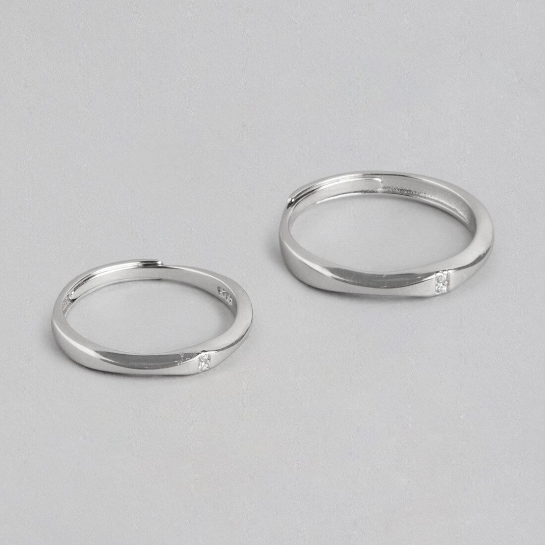 Forever Bonded Rhodium-Plated 925 Sterling Silver Couple Ring
