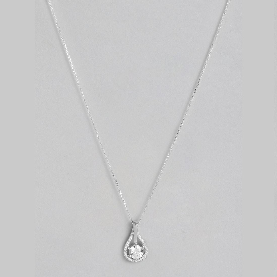 Radiant Sparks CZ Rhodium Plated 925 Sterling Silver Necklace