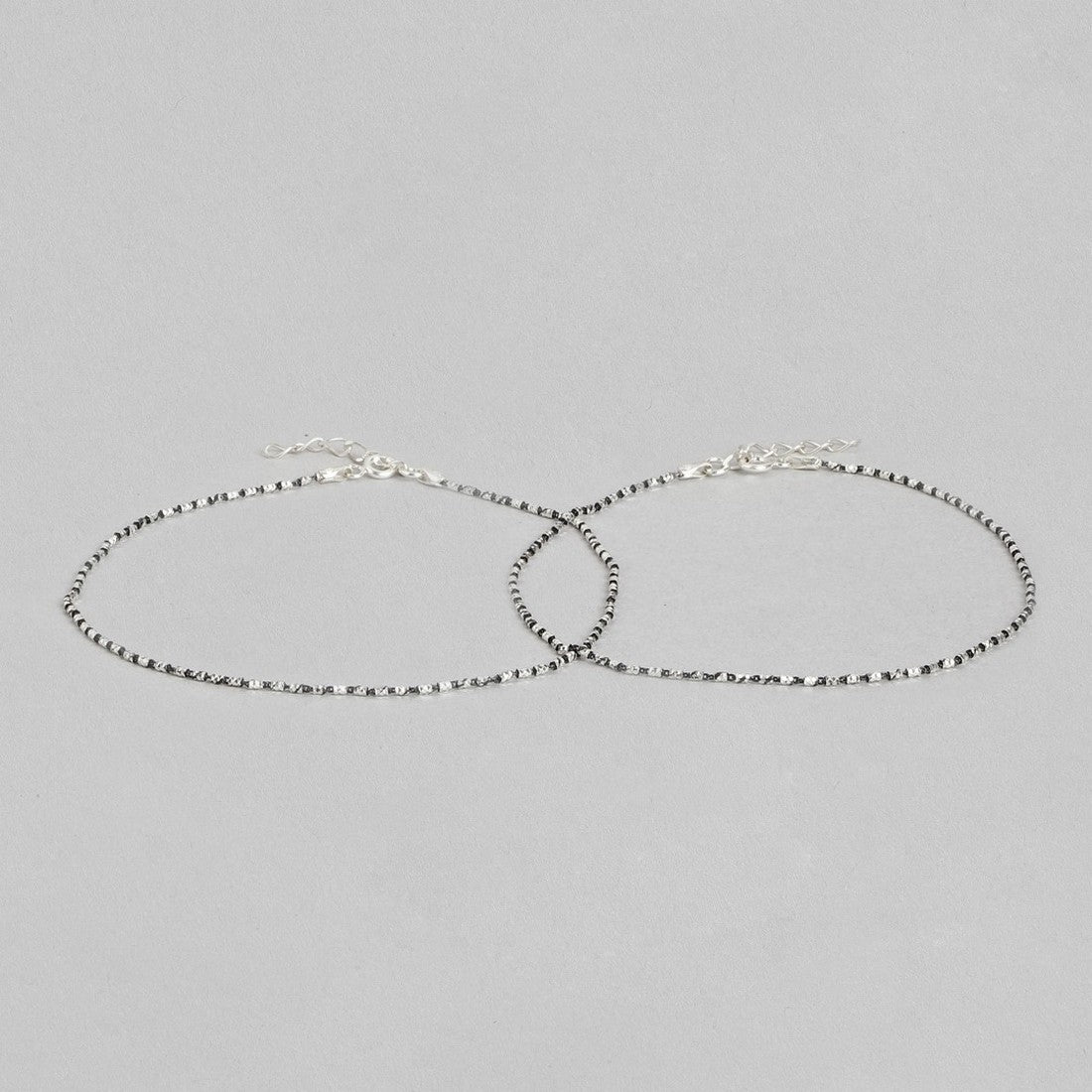 Radiant Charms Silver-Plated 925 Sterling Silver Anklet with Beads