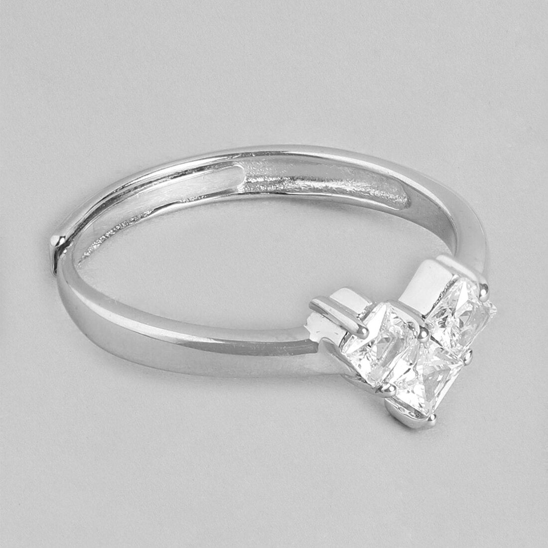 Sparkling Elegance 925 Sterling Silver Rhodium Plated Ring (Adjustable)