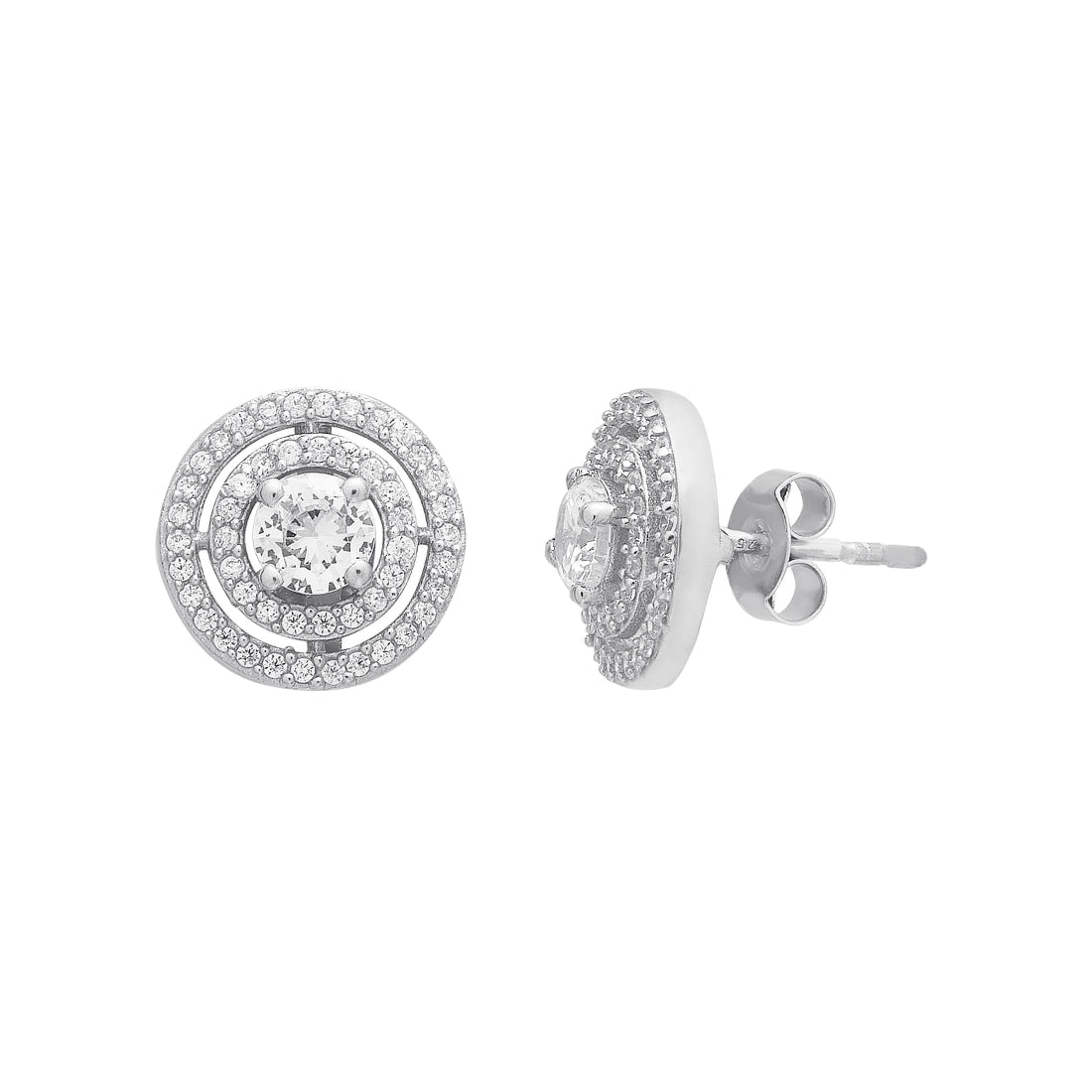 Radiant Circles 925 Sterling Silver Rhodium-Plated Earrings