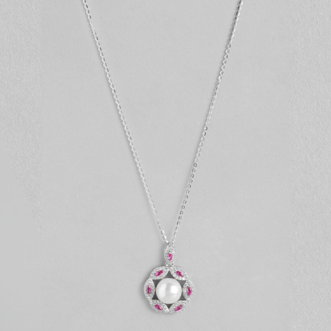 Pearl Radiance Harmony Rhodium-Plated 925 Sterling Silver Necklace