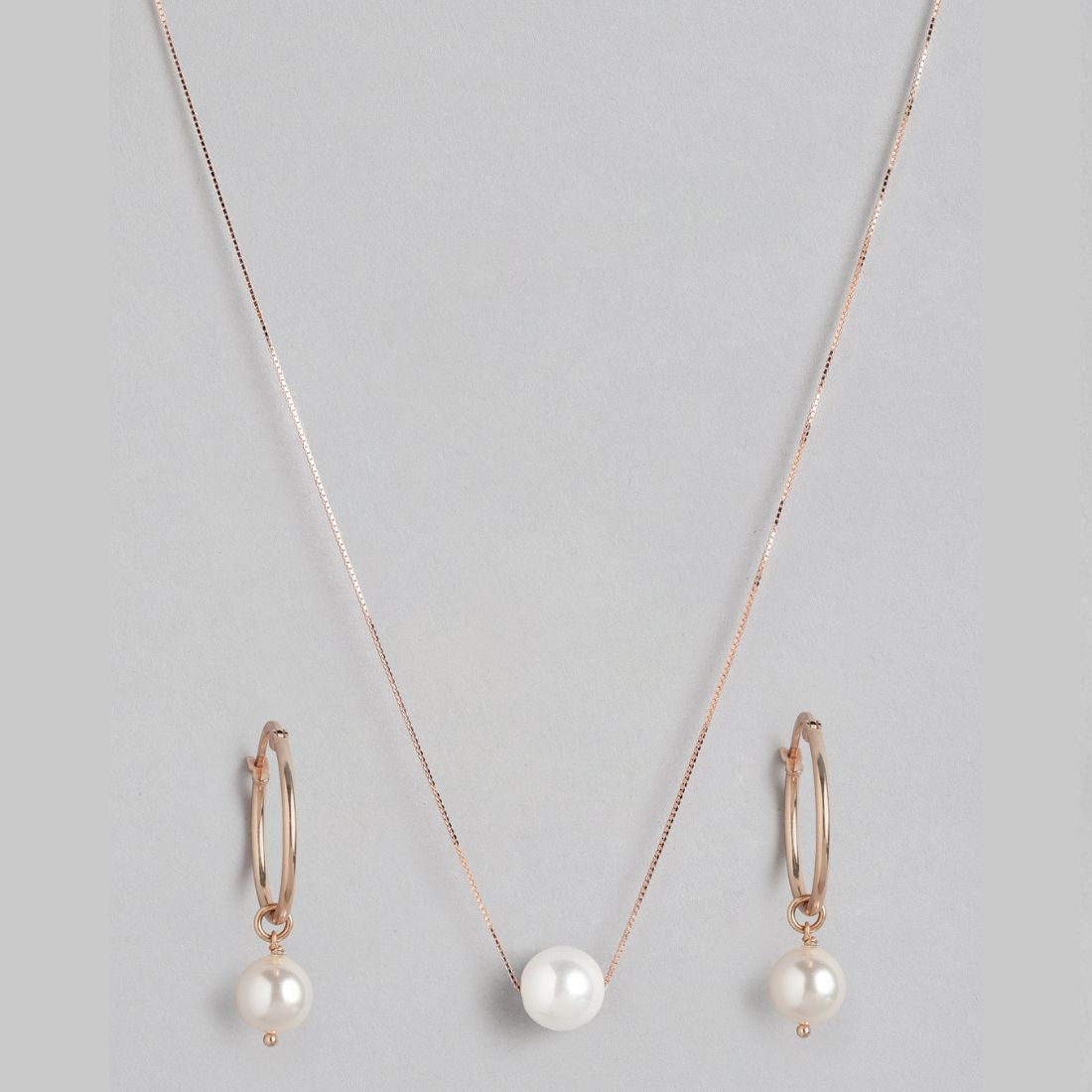 Radiant Rosewater Rose Gold-Plated 925 Sterling Silver Jewelry Set with Freshwater Pearls