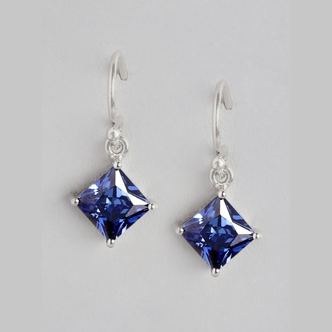 Sparkling Ocean Rhodium Plated 925 Sterling Silver Earring