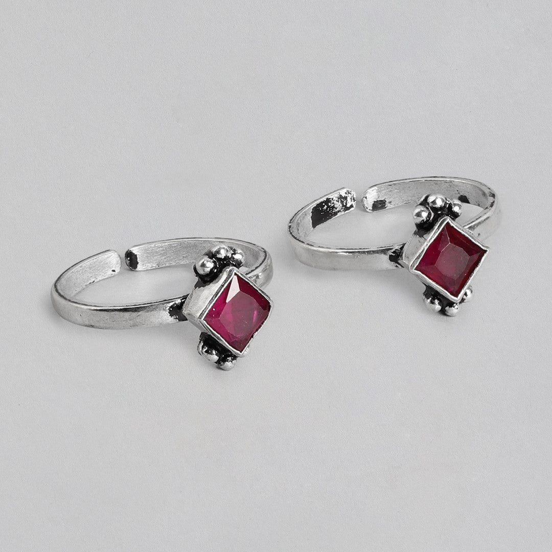 Scarlet Elegance Silver-Plated 925 Sterling Silver Toe Ring