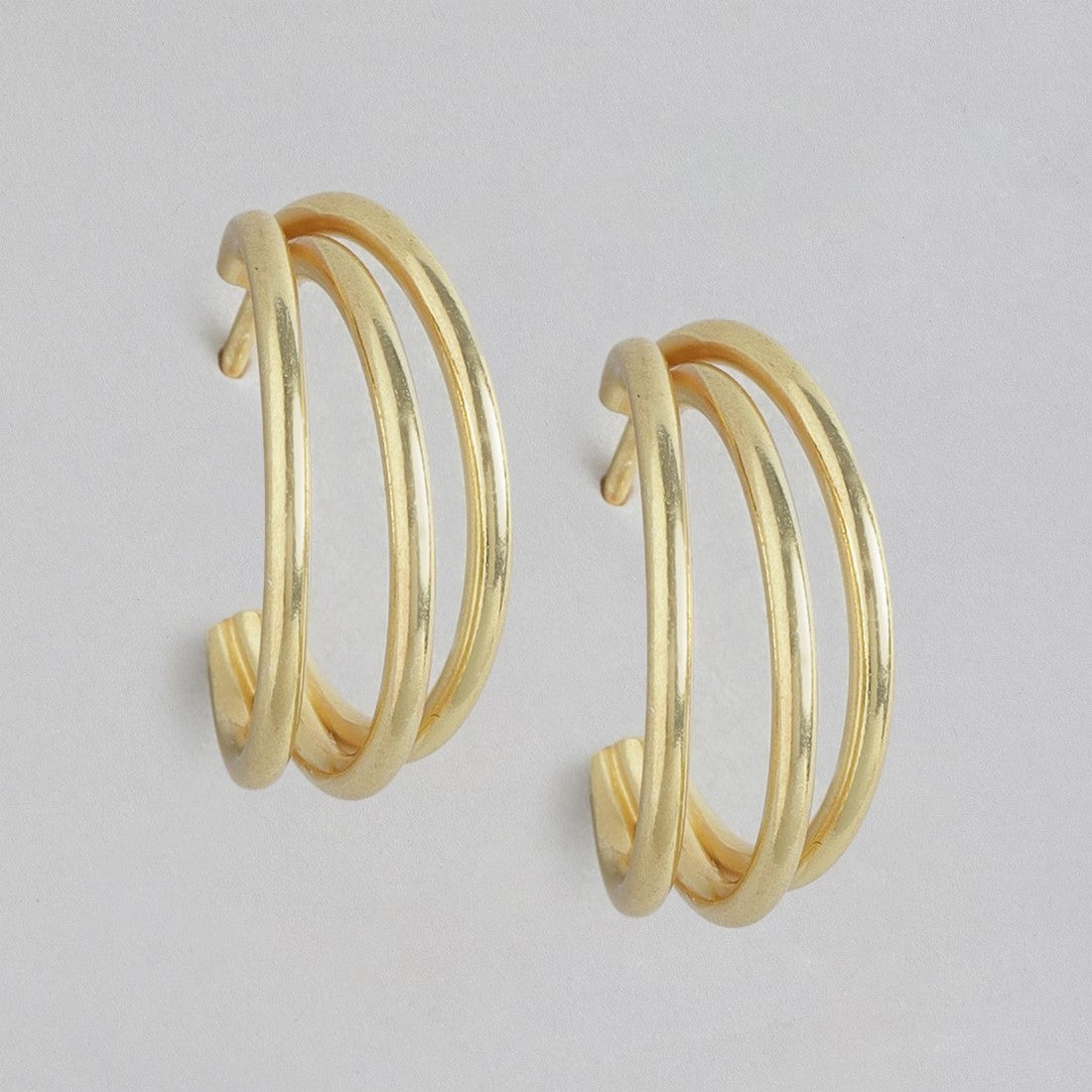 Triple Layered Gold Plated 925 Sterling Silver Hoops