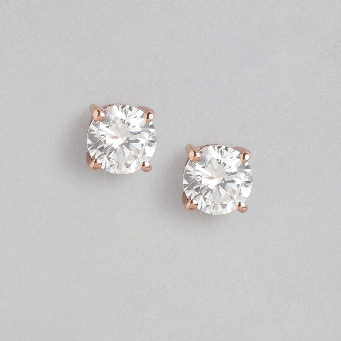 Rose Gold Alexis Solitaire 925 Sterling Silver Earrings