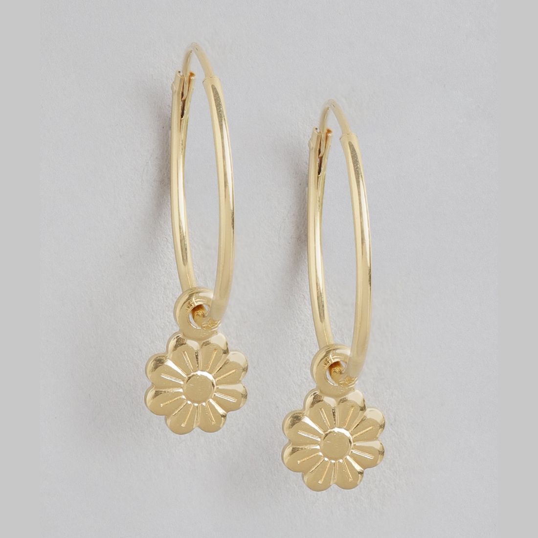 Floral Cascade Gold Plated Sterling Silver Hoop Earrings
