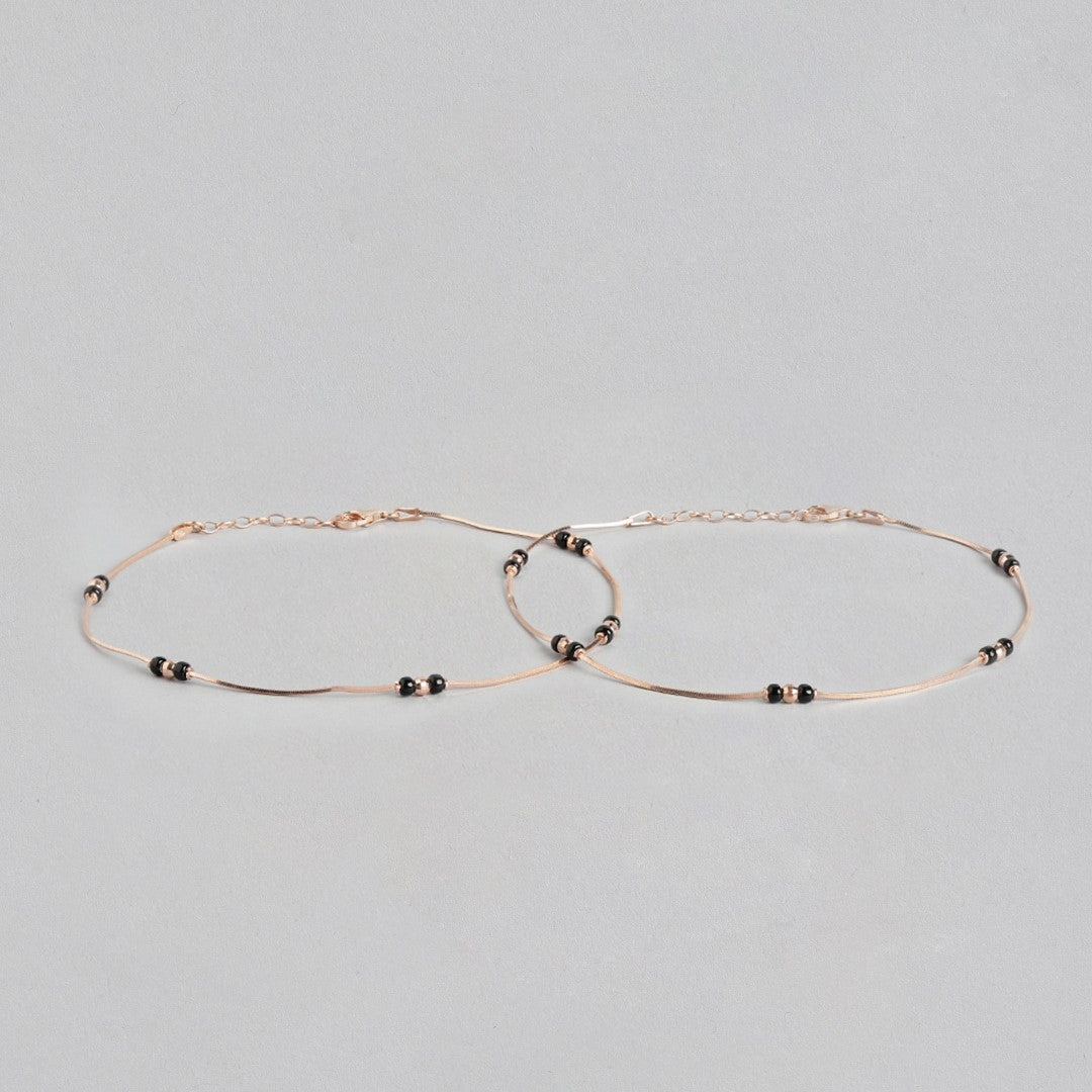Blissful Rose Gold-Plated 925 Sterling Silver Anklet