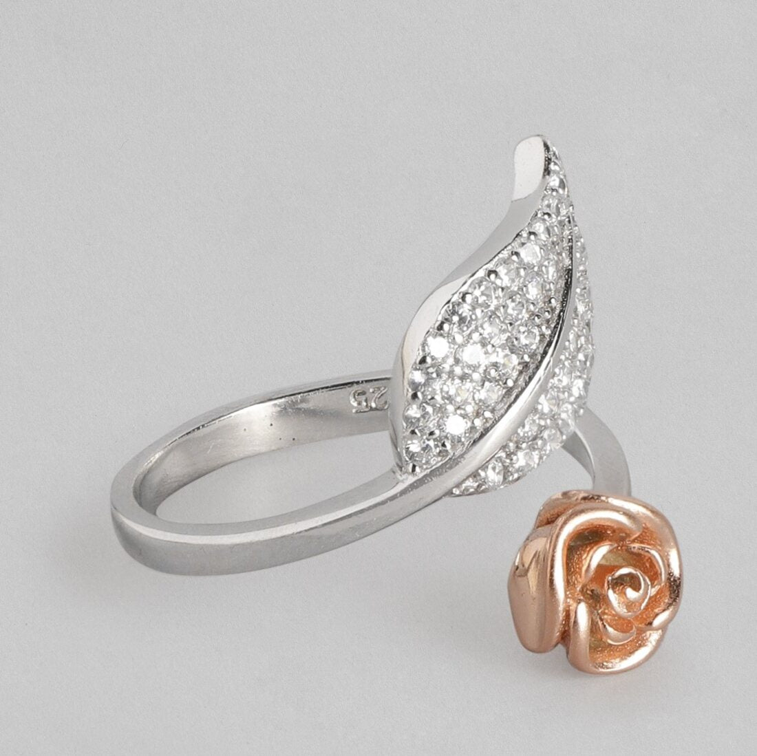 Rose Leaf 925 Silver Ring (Adjustable)