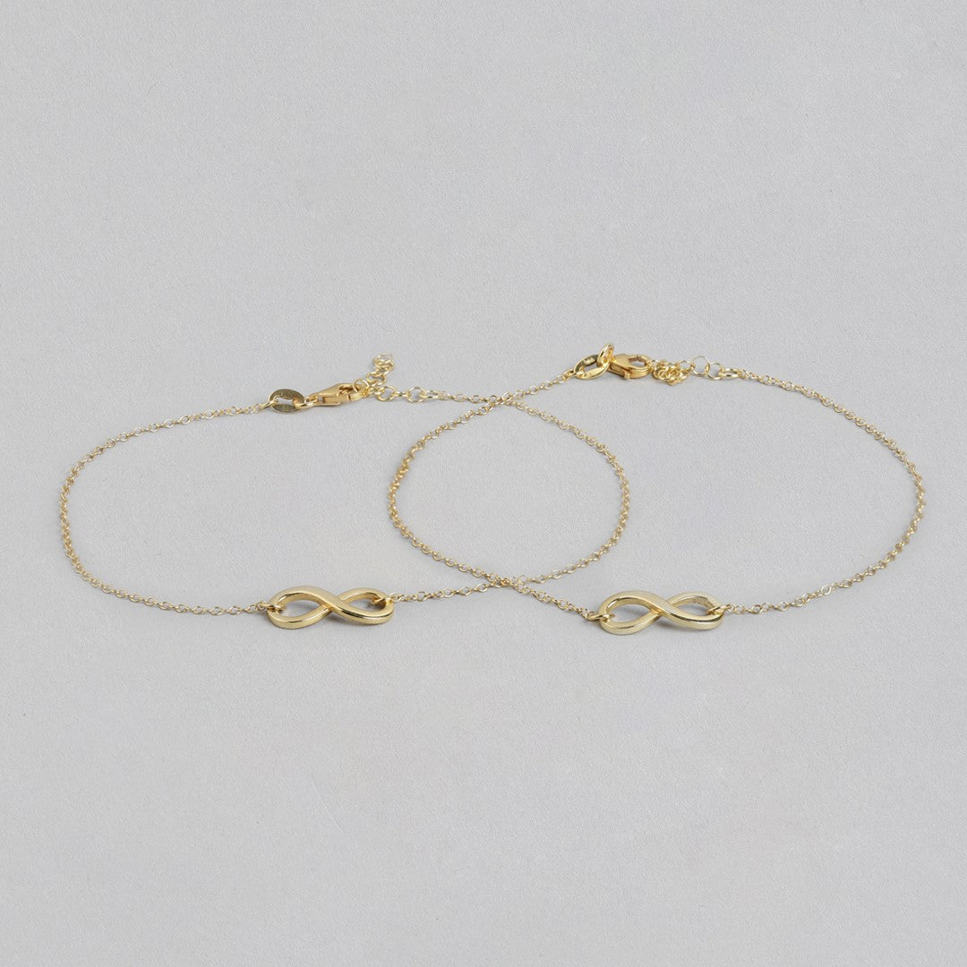 Golden Infinity Glow 925 Sterling Silver Gold-Plated Chain Anklet