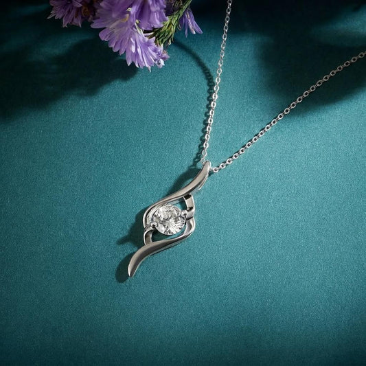 Her Inner Rhythm Solitaire Rhodium Plated Link Chain Necklace