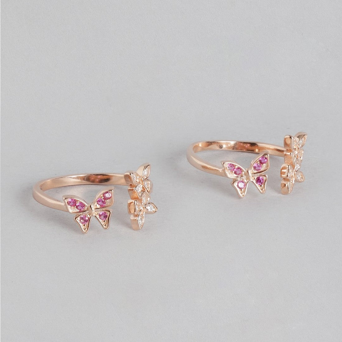 Butterfly Studded Rose Gold Plated 925 Sterling Silver Toe Ring