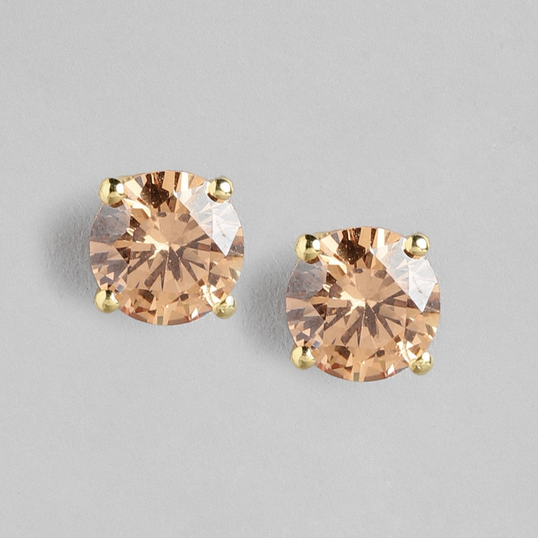 Chic Gold Gleam Gold-Plated 925 Sterling Silver Earrings With CZ