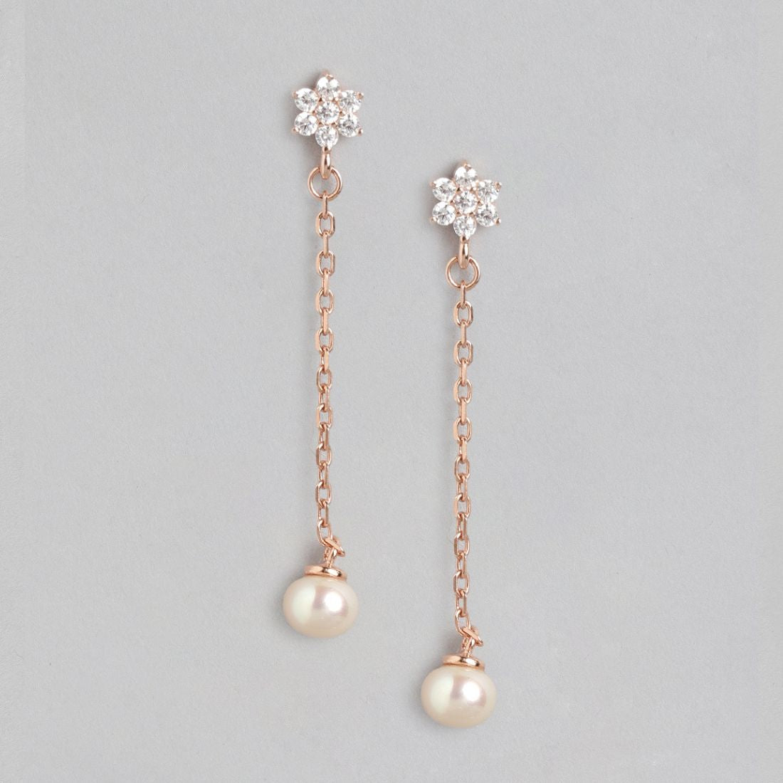 Rose Gold Harmony 925 Sterling Silver Stud Earrings with Freshwater Pearl