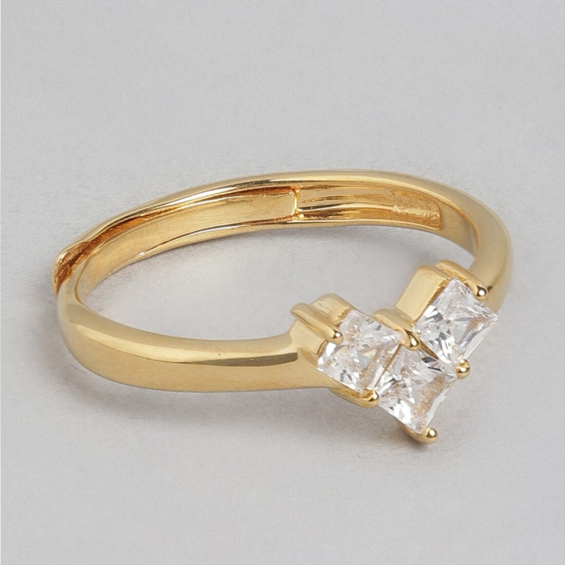 Golden Love Gold-Plated 925 Sterling Silver Ring with White Cubic Zirconia
