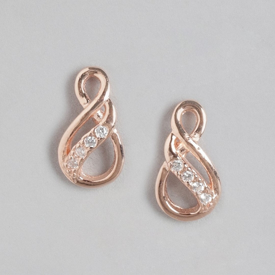 Radiant Cubic Zirconia Rose Gold-Plated 925 Sterling Silver Earrings