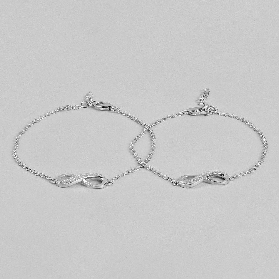 Infinity Reflections Rhodium-Plated 925 Sterling Silver Bracelet with Cubic Zirconia