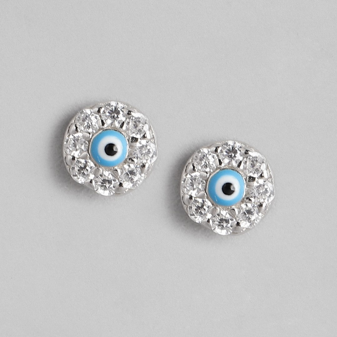 Tiny Evil Eye 925 Silver Earrings