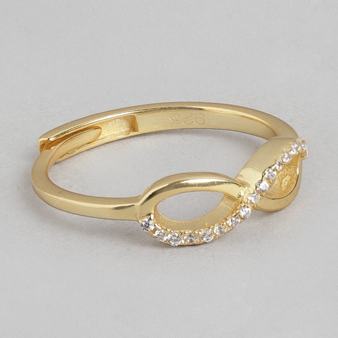 Infinite Glamour Gold-Plated Sterling Silver Ring with Cubic Zirconia (Adjustable)