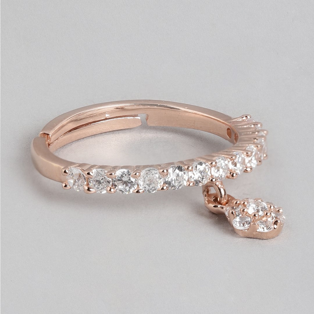 Dance of CZ Rose Gold Plated 925 Sterling Silver Female Ring