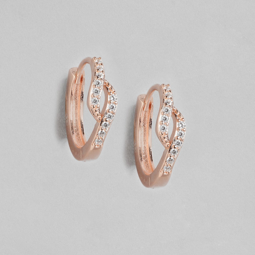Radiant Cubic Zirconia Elegance Rose Gold-Plated 925 Sterling Silver Earrings