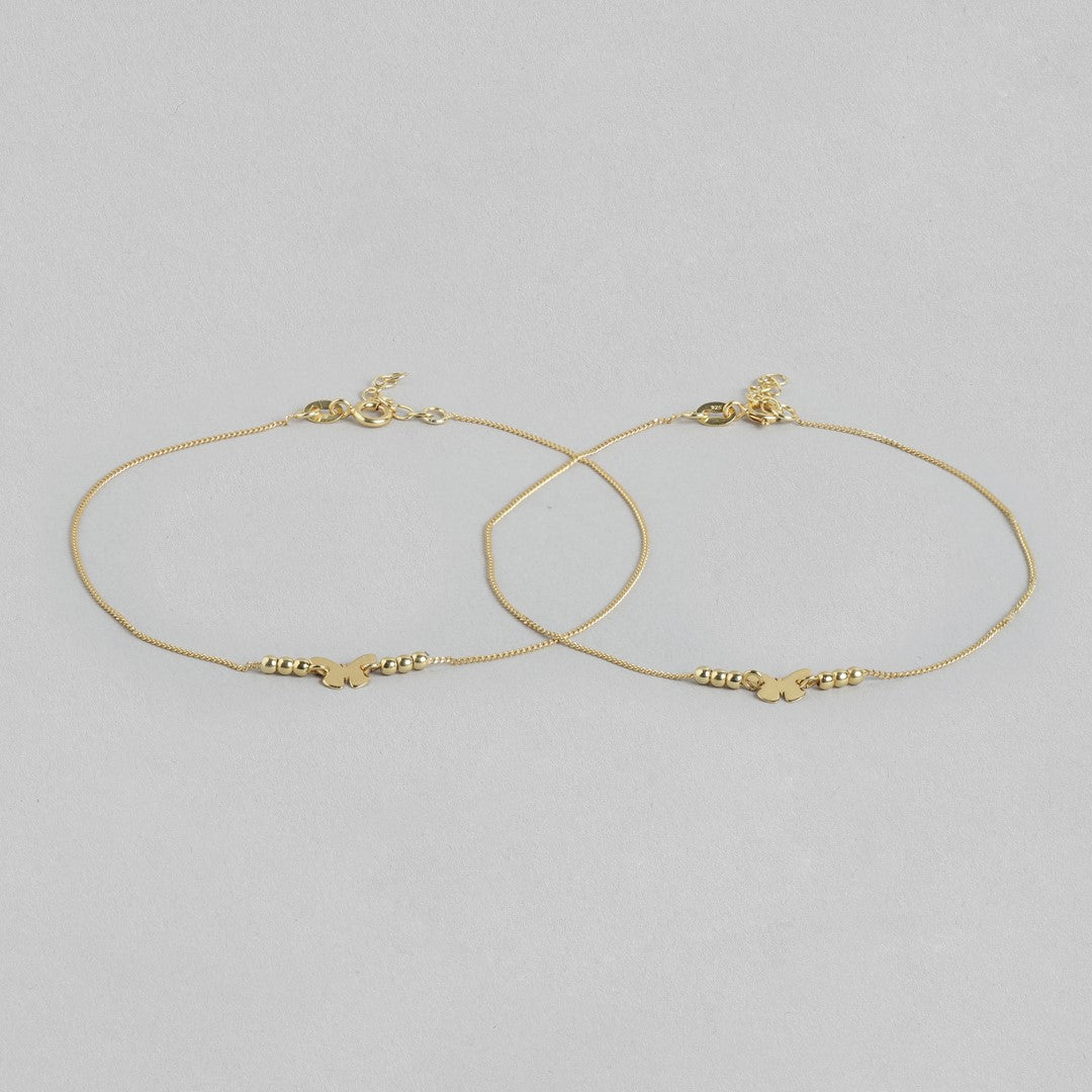 Golden Wings Gold Plated 925 Sterling Silver Butterfly Anklet