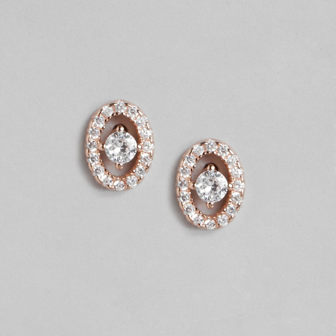 Circle of Radiance Rose Gold-Plated Cubic Zirconia 925 Sterling Silver Earrings