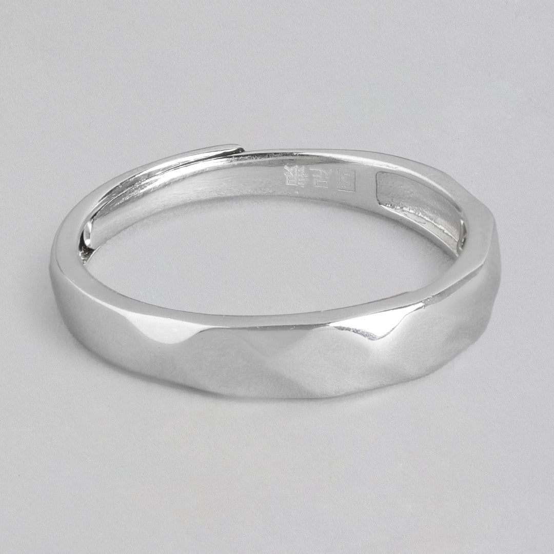 Timeless Simplicity Rhodium-Plated 925 Sterling Silver Men's Band Ring